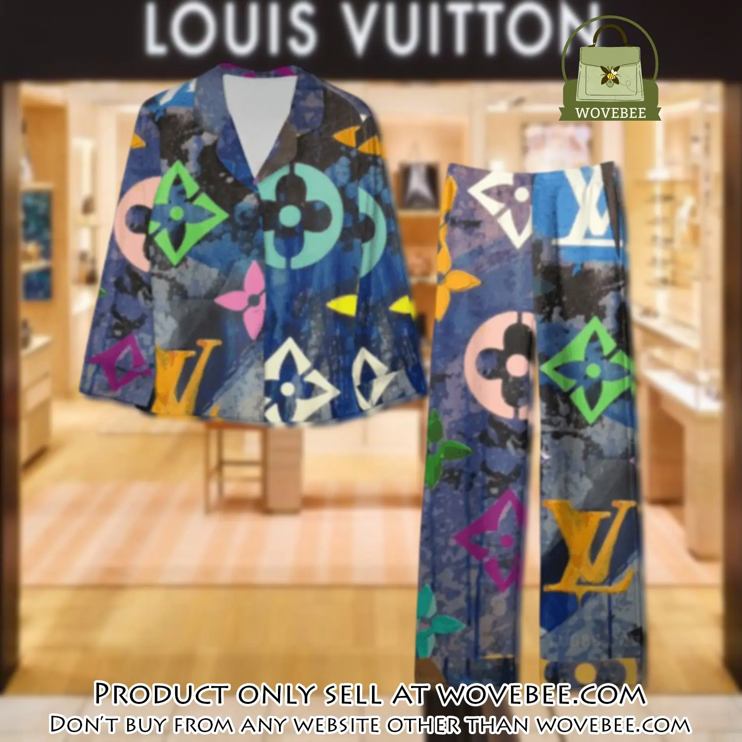 Trending luxury lv satin pajama set pjs1096 wvb1348005